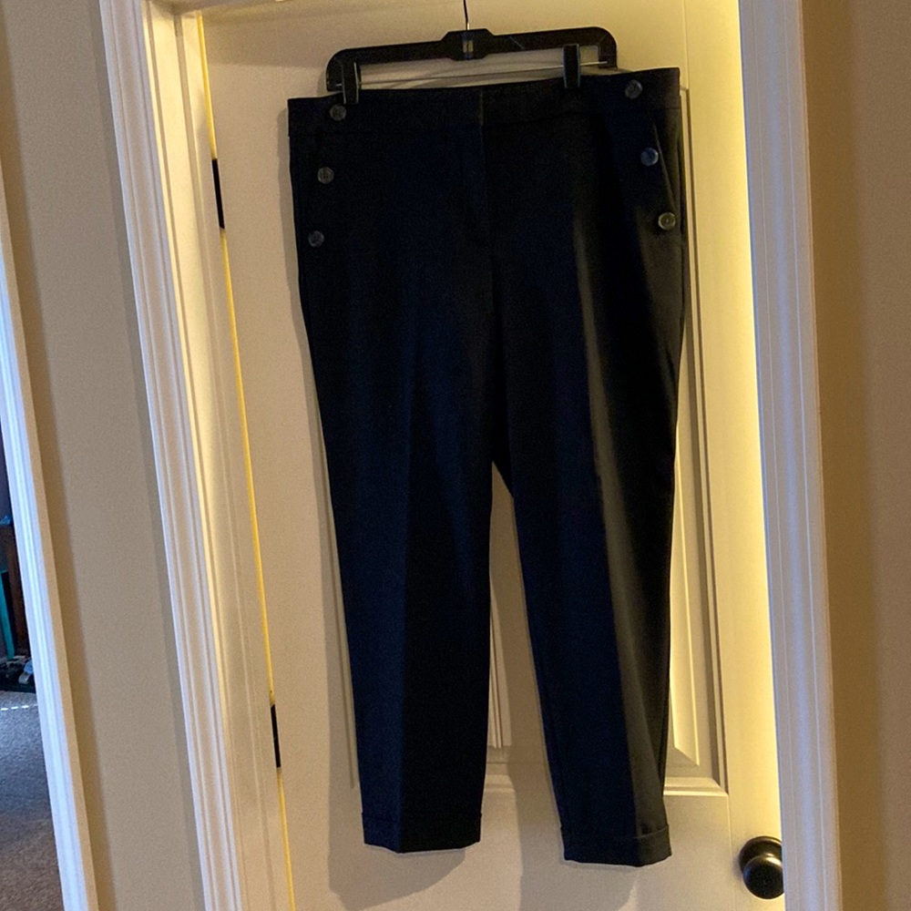 Loft Cropped Rivera Dress Pants with Button Pockets